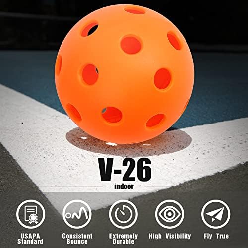 VVINCA Bickleballs 6 חבילות כדורי כדורי חמוצים עומדים בדרישת USAPA | בחר מקורה או בחוץ | טון